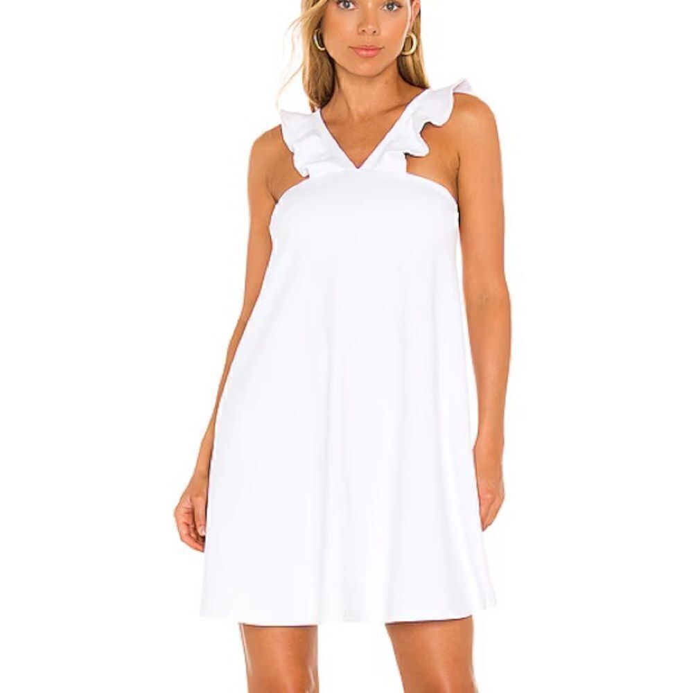 Susana Monaco Ruffle V Strap Dress in Sugar